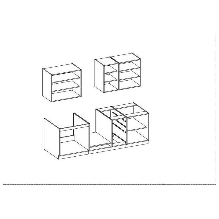 CHAMONIX Cuisine complete - Mélamine décor chene foncé - L 240 x P