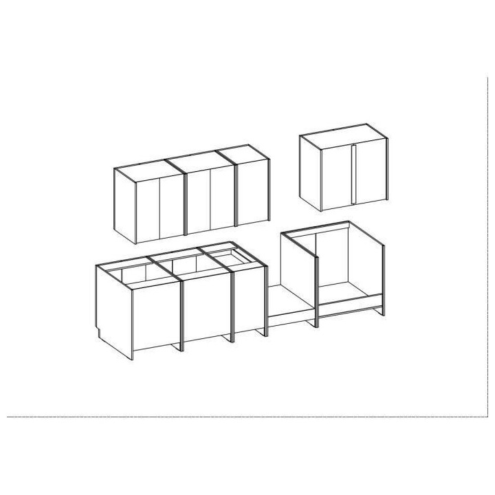 CHAMONIX Cuisine complete - Mélamine - Décor chene foncé - L 300 x