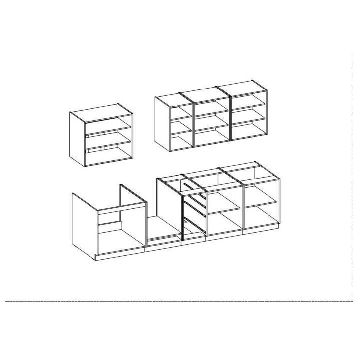 CHAMONIX Cuisine complete - Mélamine - Décor chene foncé - L 300 x