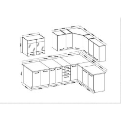 CHAMONIX Cuisine complete d'angle Réversible - Mélamine décor chene - 270 x 150 cm - Plan de travail non inclus