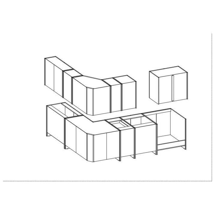 CHAMONIX Cuisine complete d'angle Réversible - Mélamine décor chene