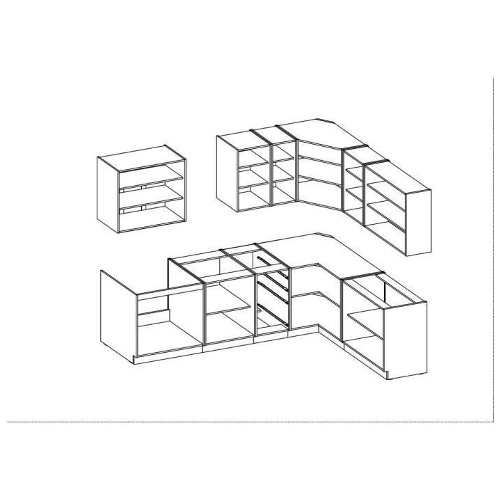 CHAMONIX Cuisine complete d'angle Réversible - Mélamine décor chene