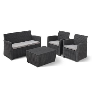 Salon de jardin - résine imitation rotin tressé - Allibert by KETER