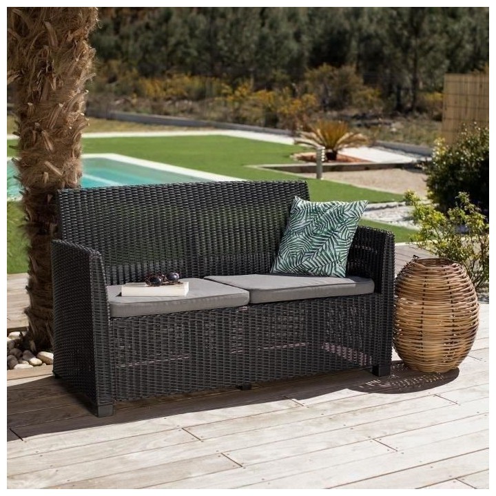 Salon de jardin - résine imitation rotin tressé - Allibert by KETER