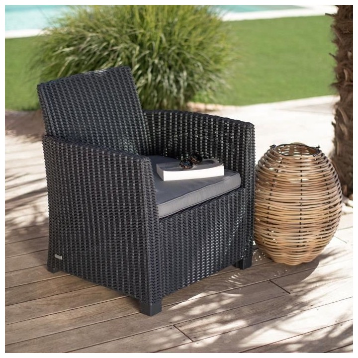 Salon de jardin - résine imitation rotin tressé - Allibert by KETER