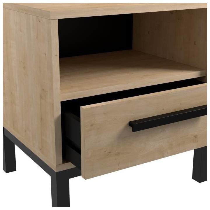 Ensemble lit adulte CRAFT 140x190/200 cm - 2 chevets + armoire - Méla