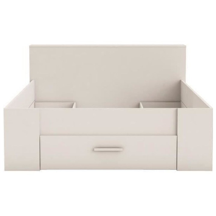 DEMEYERE Lit adulte contemporain blanc perle + tete de lit - l 160 x L