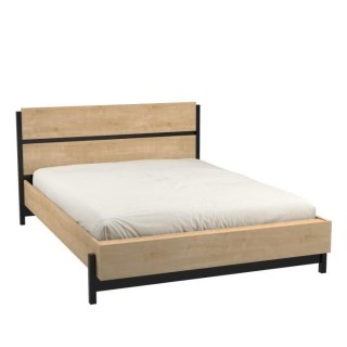 Lit adulte CRAFT 140x190/200 cm - Mélaminé - Décor chene Hamilton -