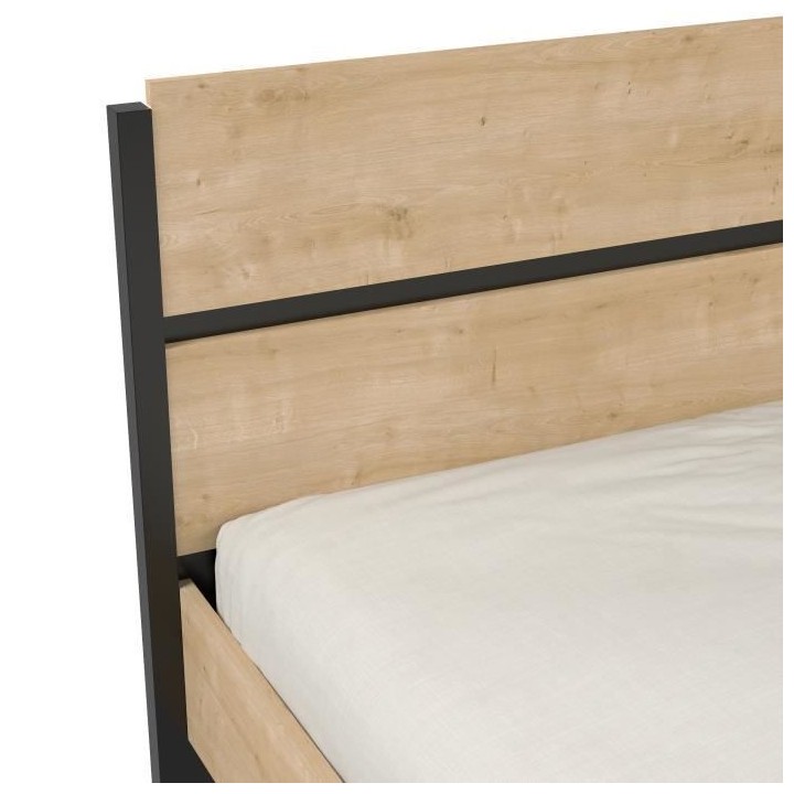 Lit adulte CRAFT 140x190/200 cm - Mélaminé - Décor chene Hamilton -