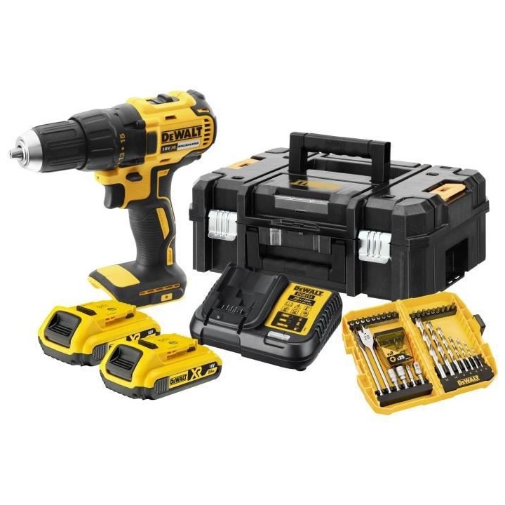 Perceuse sans fil DEWALT Brushless 18V 2 Ah Li-Ion, 2 batteries DCE777