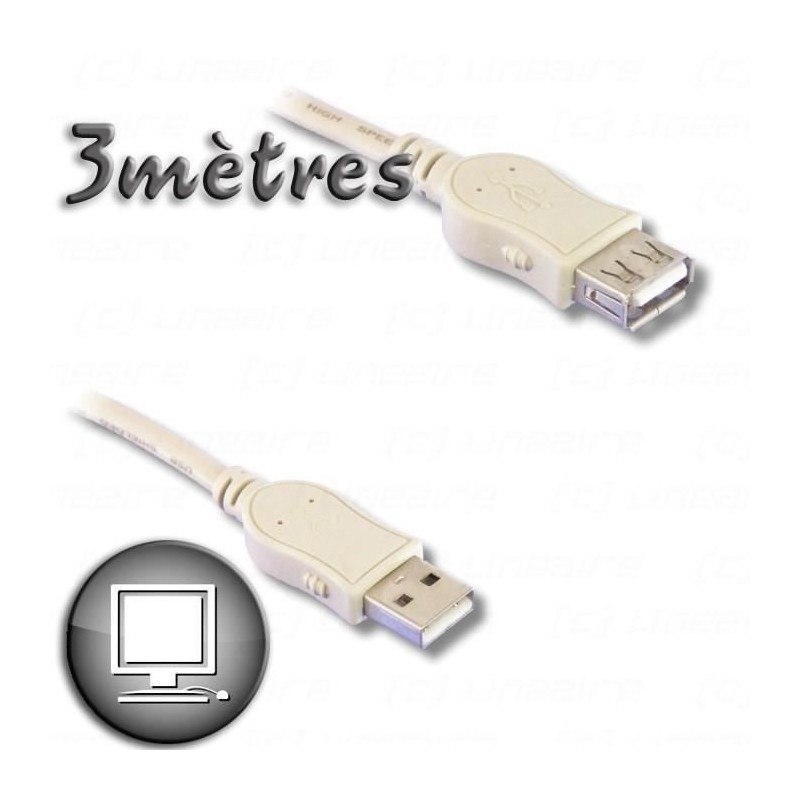 Câble Rallonge USB 2.0 A mâle / A femelle 3m