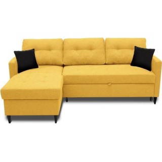 Canapé d'angle convertible réversible FALSLEV - Coffre - Tissu jaune