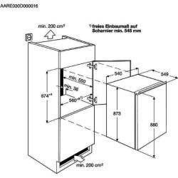 Faure FSAN88FS - Réfrigérateur Table Top Encastrable - 123L (109 + 14) - Froid Statique - L 56 x H 88 cm - Fixation Glissiere