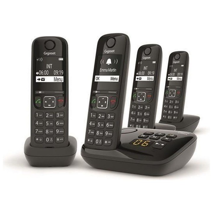 GIGASET Téléphone Fixe AS690 A Quattro Noir