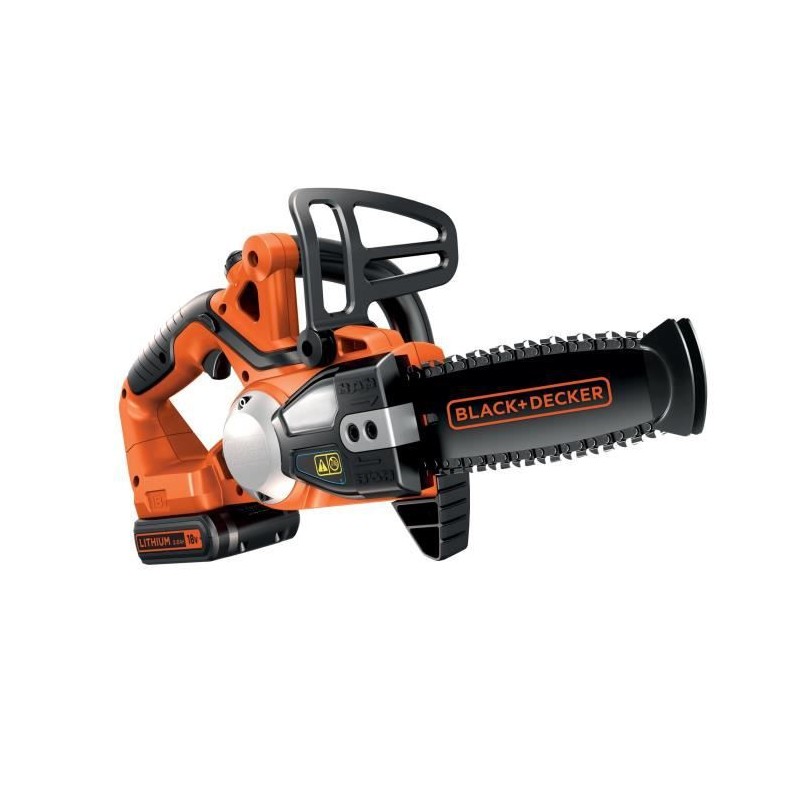 BLACK+DECKER Tronçonneuse Sans Fil 18V GKC1820L20-QW Tronçonneuse Electrique 20 cm avec Batterie 18V 2 Ah Diametre de Coupe 16