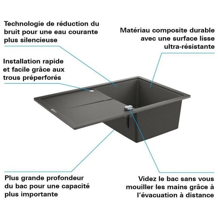 Evier composite avec égouttoir - GROHE - K400