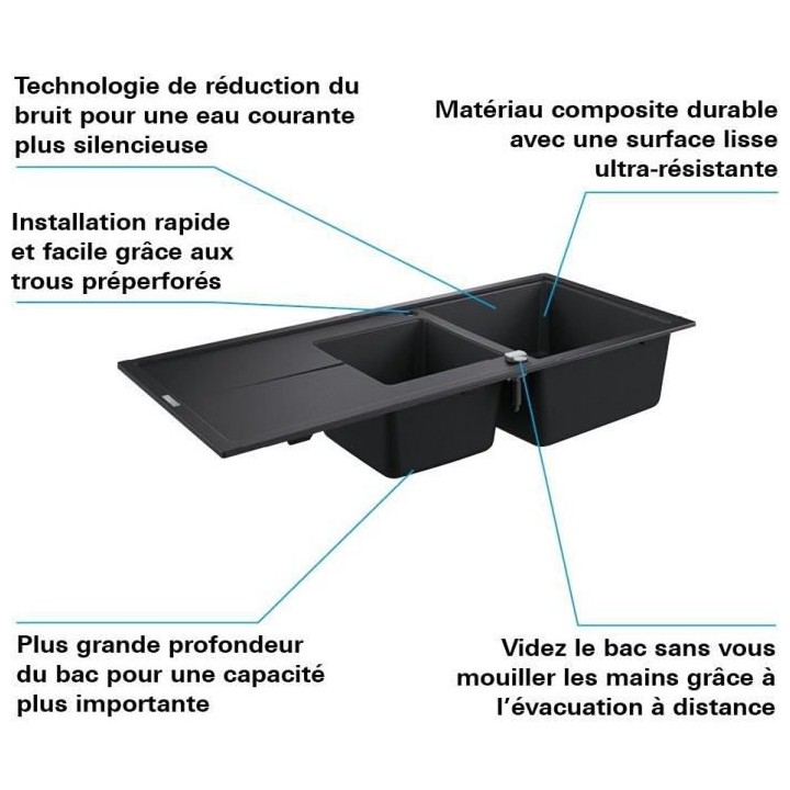Evier composite avec égouttoir - GROHE - K400