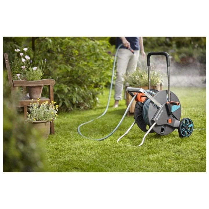 GARDENA Dévidoir CleverRoll taille L équipé – Longueur 30m – Ad