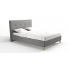 Lit adulte HYLKIO 140x190 cm - Tissu Gris - Tete de lit