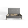 Lit adulte HYLKIO 140x190 cm - Tissu Gris - Tete de lit