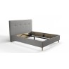 Lit adulte HYLKIO 140x190 cm - Tissu Gris - Tete de lit