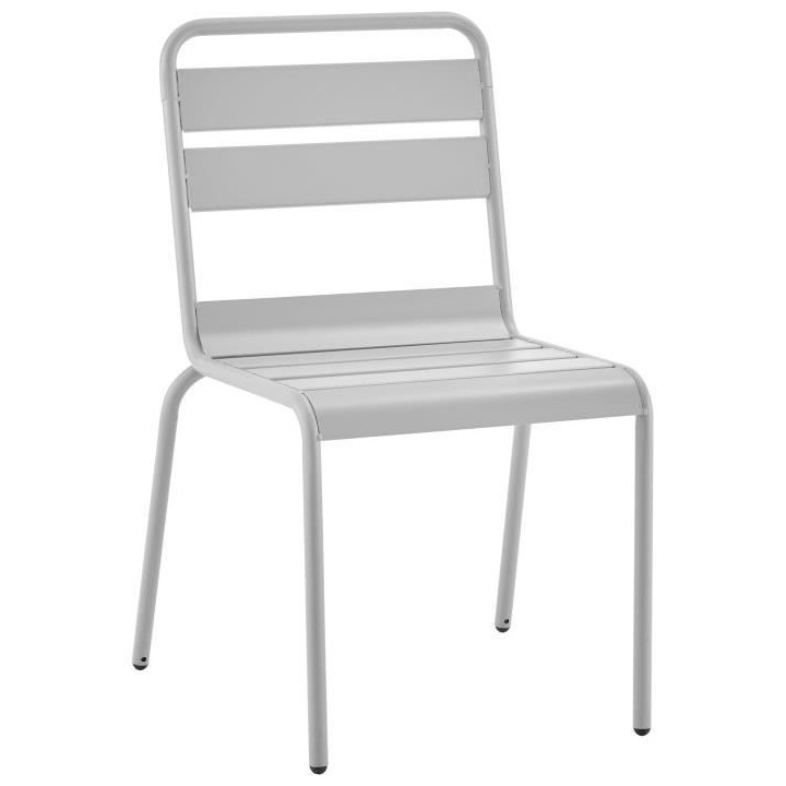 Lot de 2 chaises de jardin - Acier - Gris