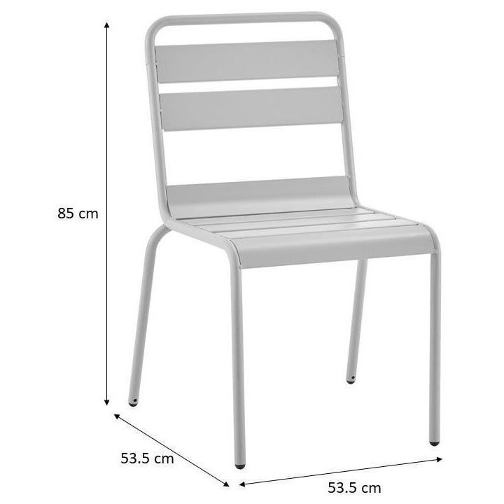 Lot de 2 chaises de jardin - Acier - Gris