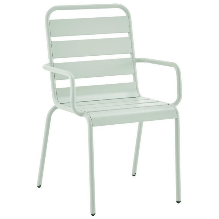 Lot de 2 fauteuils de jardin - Acier - Vert Céladon