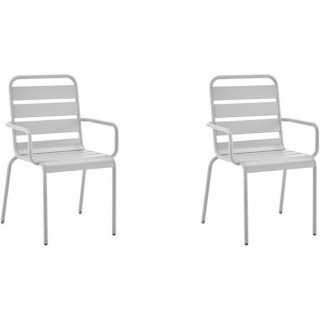 Lot de 2 fauteuils de jardin - Acier - Gris
