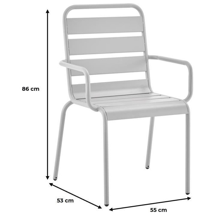 Lot de 2 fauteuils de jardin - Acier - Gris