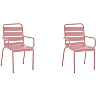 Lot de 2 fauteuils de jardin - Acier - Rose