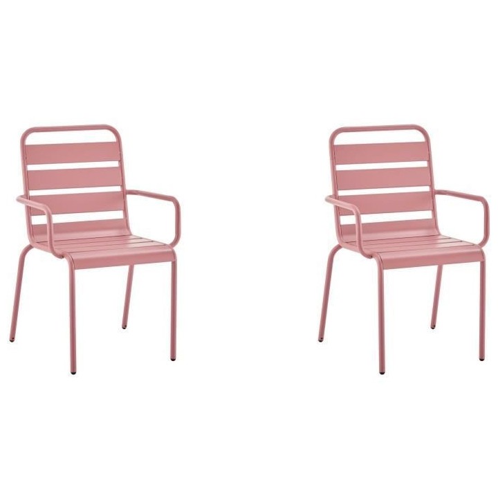 Lot de 2 fauteuils de jardin - Acier - Rose