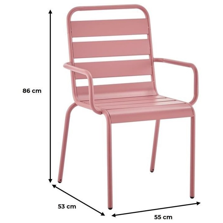 Lot de 2 fauteuils de jardin - Acier - Rose