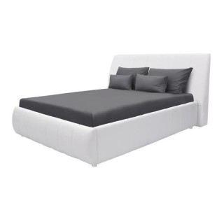 CLOUD Lit adulte 140 x 190 cm + coffre de rangement - Simili blanc - S