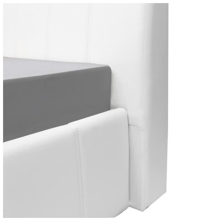CLOUD Lit adulte 140 x 190 cm + coffre de rangement - Simili blanc - S