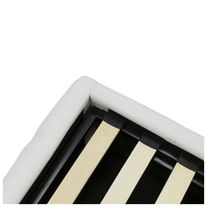CLOUD Lit adulte 140 x 190 cm + coffre de rangement - Simili blanc - S