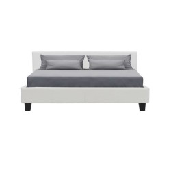 KANSAS Lit adulte 160x200 cm - Simili blanc - Sommier inclus