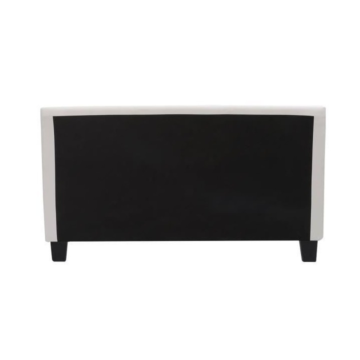 KANSAS Lit adulte 160x200 cm - Simili blanc - Sommier inclus