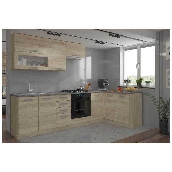 LASSEN Cuisine complete d'angle 240x165 cm avec plan de travail - Angl