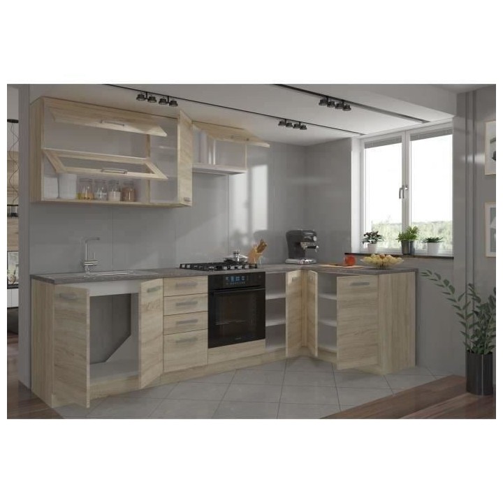 LASSEN Cuisine complete d'angle 240x165 cm avec plan de travail - Angl