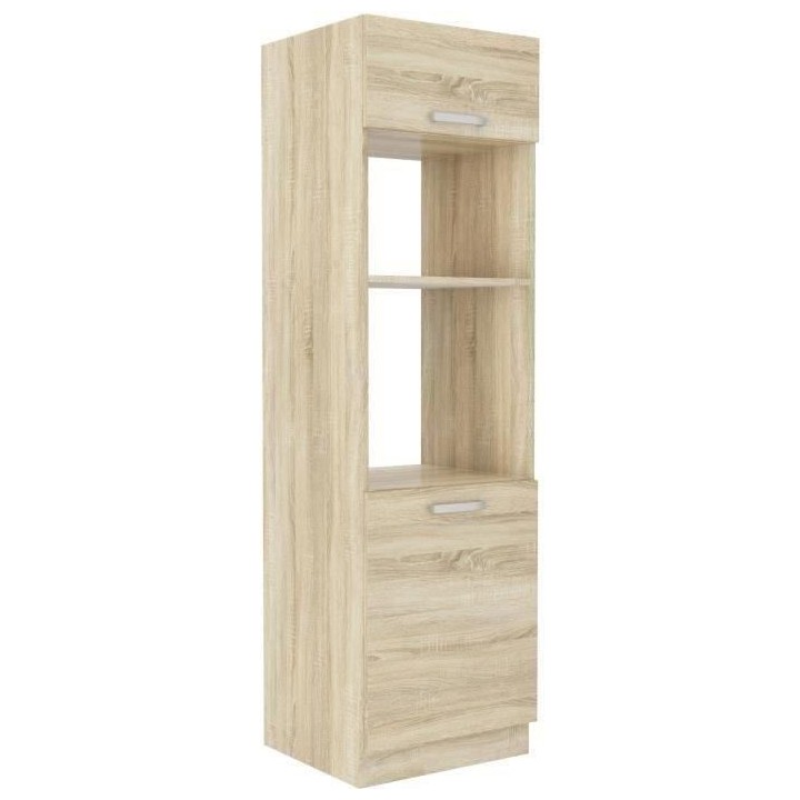 Meuble colonne four 2 portes battantes - Décor chene sonoma - L 60 x