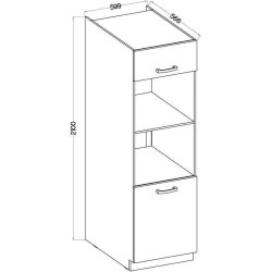 Meuble colonne four 2 portes battantes - Décor chene sonoma - L 60 x P 57 x H 210 cm - LASSEN