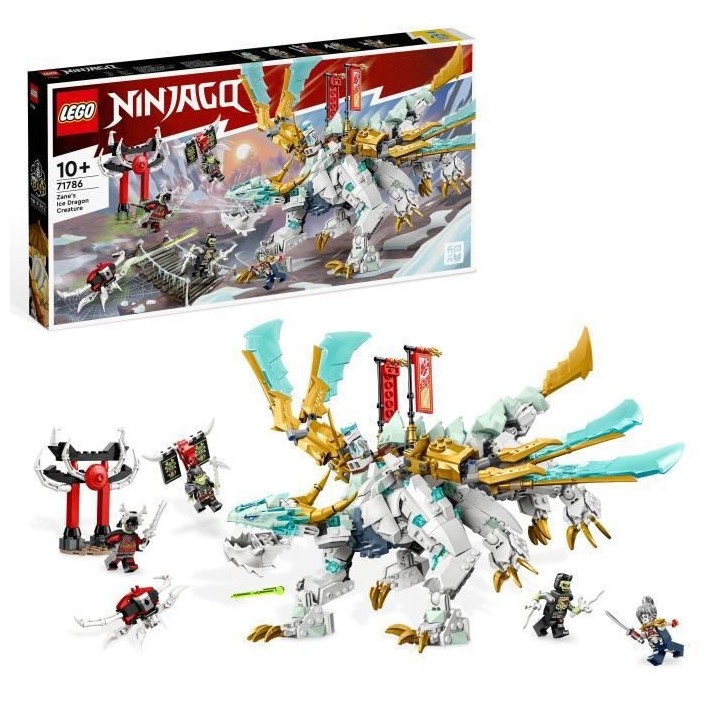 LEGO NINJAGO 71786 La Créature Dragon de Glace de Zane, Jouet 2-en-1,