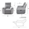 Fauteuil relax manuel - Tissu Gris et Simili Blanc - L 99 x P 93 x H 99 cm - SANTOS