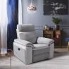 Fauteuil relax manuel - Tissu Gris et Simili Blanc - L 99 x P 93 x H 99 cm - SANTOS