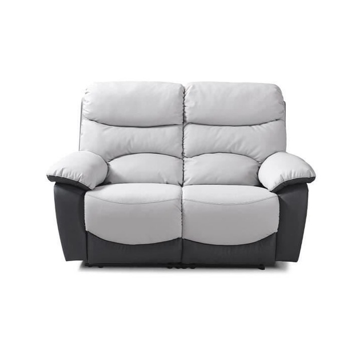 Canapé 2 places relax manuel - Simili Gris clair et Gris foncé - L 1
