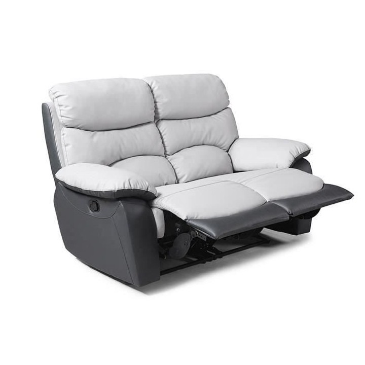 Canapé 2 places relax manuel - Simili Gris clair et Gris foncé - L 1