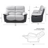 Canapé 2 places relax manuel - Simili Gris clair et Gris foncé - L 152 x P 92 x H 107 cm - SOBRAL