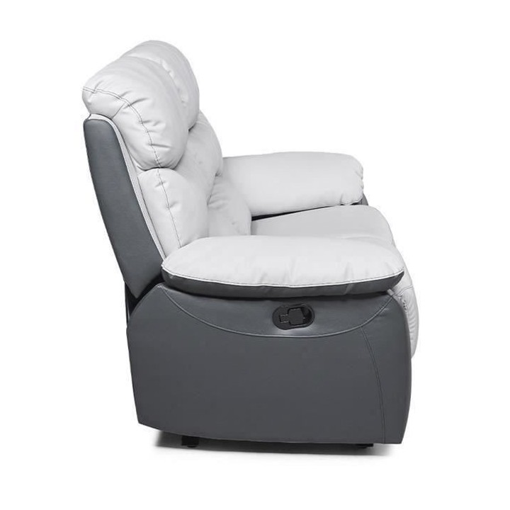 Canapé 2 places relax manuel - Simili Gris clair et Gris foncé - L 1