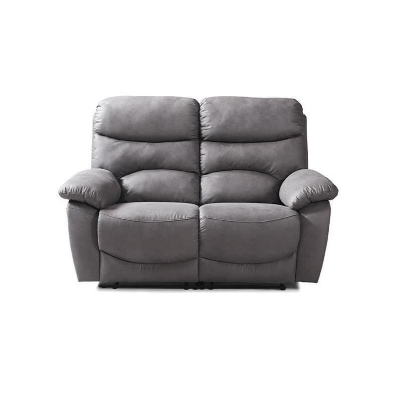 Canapé 2 places relax manuel - Tissu Gris - L 152 x P 92 x H 107 cm - SOBRAL